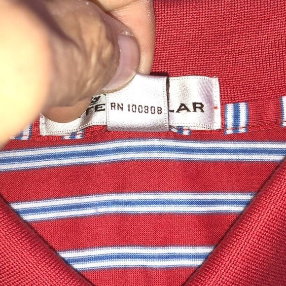Peter Millar Mens Polo Shirt Medium Striped Top Red Ridgewood 100% Cotton Casual - Picture 8 of 12
